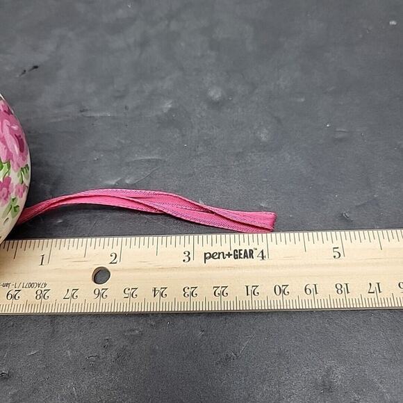 Vintage Andre Richard Sentomander Pomander Ornament Pink Floral Ball Ceramic - Picture 10 of 10